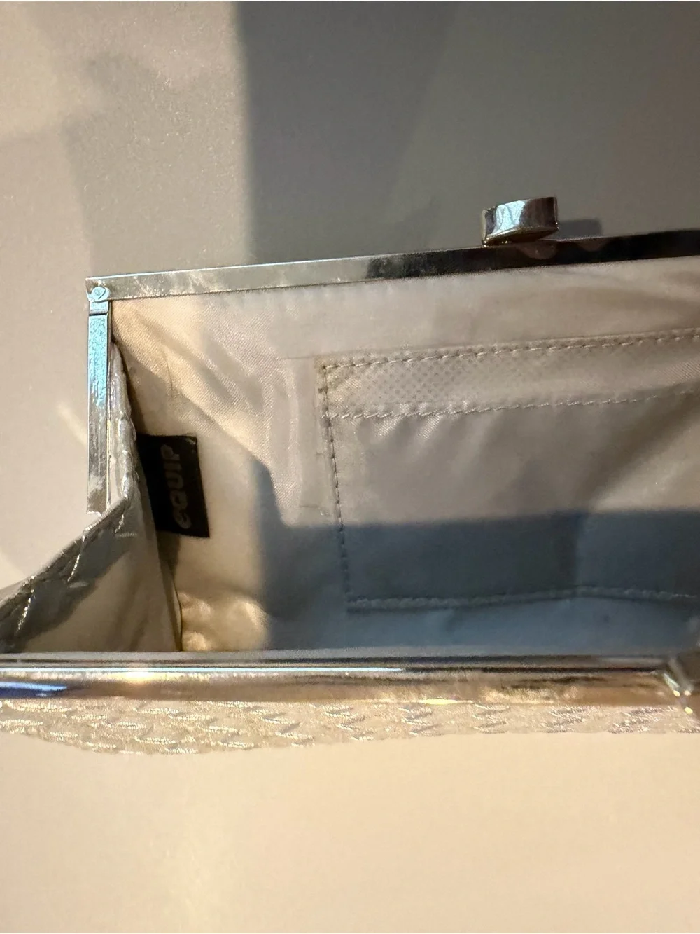 Silver Woven Clutch Purse - Snap Clasp - Evening Bag/Clutch 8.25” X 4.25” X 1.25